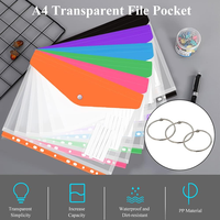 Pochettes de classement verticales transparentes à ouverture latérale pour l'école, la maison et le bureau, avec 11 trous, bouton-pression et poche extensible pour documents