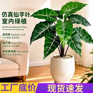 Plante artificielle de feuilles de taro pour décoration intérieure, style bouquet, pour salon, bureau, balcon, entrée - Product Image 5