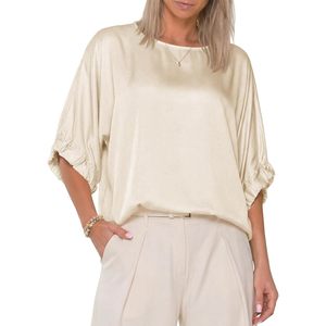 Womens Silk Satin Blouse Batwing Sleeve Loose Fit Boat Neck <b>Top</b> Work Casual Dressy Shirt 100% Silk Elastic Fabric - Product Image 1