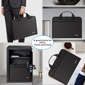 Sac ignifuge en tissu composite silicone imperméable avec fermeture éclair, dossier de rangement multifonctionnel noir 36x26x50M, cadeau d'affaires - Product Image 2