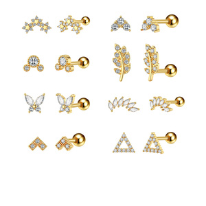 Piccolo fiore Cz cuore di cartilagine della luna orecchino <span class=keywords><strong>per</strong></span> le donne elica Tragus in acciaio inox zircone Mini <span class=keywords><strong>orecchini</strong></span> a bottone - Product Image 1