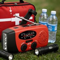 Radio Darurat Mini yang Ditingkatkan AM/FM/NOAA 2000mAh Power Bank Senter Tenaga Surya dan Engkol Tangan