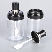 250ml cuisine stockage conteneur épices sel sucre scellé pot assaisonnement bouteille verre avec brosse et cuillère pot d'huile