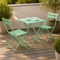Ensemble table pliante carrée et 2 chaises en métal, mobilier de bistrot pour patio, jardin, balcon, café, terrasse, gain de place