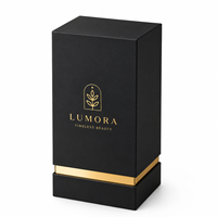 Boîte cadeau de luxe en carton rigide gris mat noir pour parfums et soins de la peau, avec estampage à chaud doré et revêtement UV, cosmétique haut de gamme