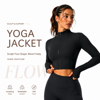 Veste de yoga courte zippée intégrale pour femme, coupe ajustée, manches longues, respirante, pour la course et le sport, vente en gros, fournisseur OEM