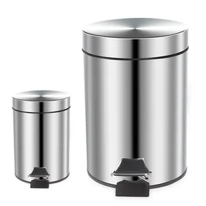 3L-30L Stainless Steel Home Kitchen Lid Step Pedal Waste Bin Metal Step Trash Can Garbage Can Foot Pedal Trash Bin