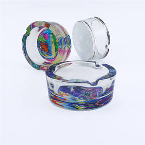 Cendrier en verre à motif, accessoires pour fumeurs, cendrier de table, cendrier sans fumée pour mégots de cigarette - Product Image 5