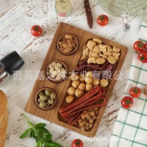 Plateau de service en bois massif Jiazhilin avec 3 compartiments, plateau multifonctionnel pour trier les aliments, pour les collations et les noix - Product Image 1