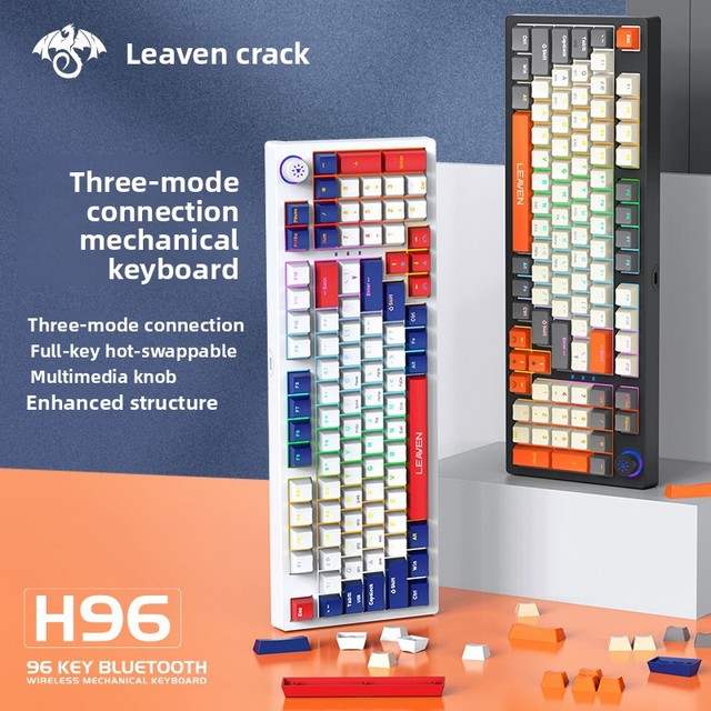 Tri-Mode Wireless Mechanical Keyboard Model H96 96 Keys RGB Backlit Programmable Customizable Gaming Keyboard for Desktop PC