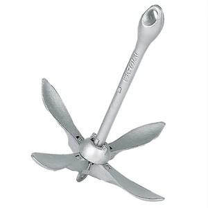 Boat Anchor Folding Galvanised Steel 0.7kg 1.5kg Set W/ Buoy Carabiner for Inflatable SUP Kayak Canoe <b>Silver</b> High Hold - Product Image 3