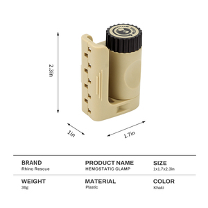 Penjepit Hemostatik Bertenaga Ratchet Sekali Pakai Plastik Khaki Rhino Rescue Stop Bleeding Fast - Product Image 2