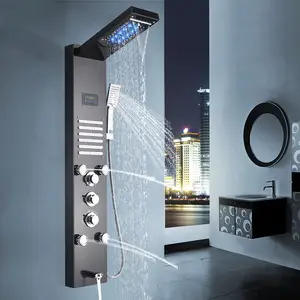Painel termoestático fixado na parede, 2022, controle do chuveiro do vapor da massagem led com luz