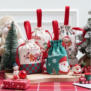 Custom Christmas Drawstring Gift Bag Portable Pull <b>String</b> Canvas Storage Pouch Customized Drawstring Handbag for Holiday Gift - Product Image 2
