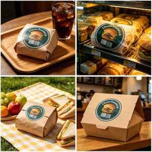 Étiquette ronde autocollante personnalisée pour sandwich au fromage avec code-barres pour l'emballage alimentaire - Product Image 6