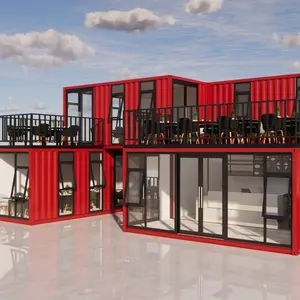 Zweistöckige benutzer definierte 20 Ft 40 Ft bewegliche Flat Pack Container Modulare Häuser Restaurant Verwenden Sie Fertighäuser