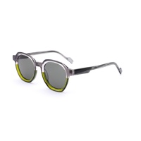 Gafas de Sol Mellume Hexagonales de Acetato con Tono Dividido, Montura Texturizada Translúcida Pulida a Mano, Lentes Polarizadas UV400 para Hombre y Mujer