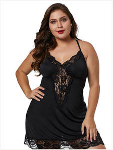 Offre Spéciale dentelle col en V Lingerie Sexy en gros Sexy maille léopard sans manches en <span class=keywords><strong>mousseline</strong></span> <span class=keywords><strong>de</strong></span> soie Slip chemise <span class=keywords><strong>de</strong></span> nuit pour grosse dame - Product Image 4