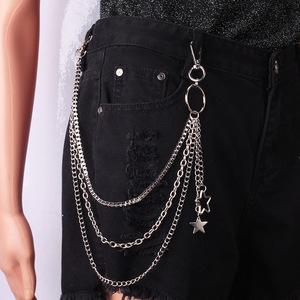 yueli Multi Layered Hip Hop Punk Waist <b>Chain</b> With Star Pendant Zinc Alloy For Daily Wear Unisex Fashion Body <b>Chain</b> - Product Image 4