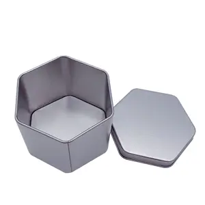 Emballage personnalisé Petite huile Hexagone Cookie Carré en métal Menthe Boîte en fer blanc En boîte Bonbons Menthe Boîte en fer blanc Boîte en fer blanc