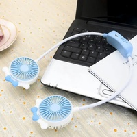 Ventilador de Cuello Eléctrico Deportivo para Exteriores, Ventilador Portátil USB Recargable, Mini Ventilador de 4 Aspas con Control de Botones, Caja de Regalo en Inglés
