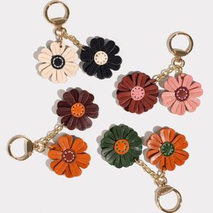 HR Genuine Leather Flower Decorative Keyring Durable Boho Accessories <b>Key</b> <b>Ring</b> Genuine Leather <b>Key</b> Chain with Flower for GIfts - Product Image 1