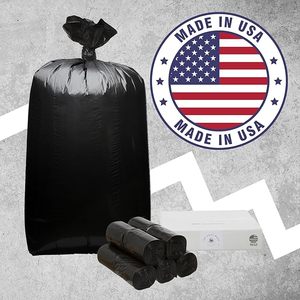 Black Heavy Duty Large Garbage <b>Bags</b> HDPE Material Heat <b>Seal</b> 55-60 Gallon Household Trash Can Liners $0.8/roll 10pcs/roll - Product Image 3