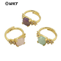 WT-R449 gros micro-pavé Zircon cubique décoratif carré pierre anneau pour cadeau d'anniversaire anneau à la mode bague en quartz rose