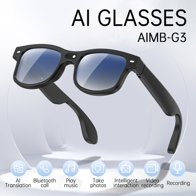 800W Camera Photography Smart AI Glasses with 20+ Languages Ai Translator Video Recording Dual-mic Noise Cancellation Anti-Shake