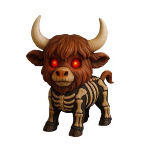 Figurine en résine de vache des Highlands squelette d'automne, ornements de jardin lumineux, forme animale, finition peinte - Product Image 5