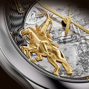 นาฬิกาข้อมืออัตโนมัติ Lucky Harvey Men Genghis Khan รุ่นหน้าปัดแซฟไฟร์คริสตัล <span class=keywords><strong>ส</strong></span>ายหนั<span class=keywords><strong>ง</strong></span> กันน้ำ 5ATM หน้าปัดไล่เฉดสีแบบ Guilloche - Product Image 3