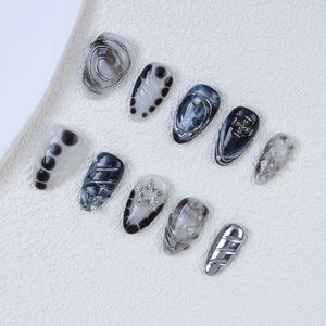 Étoile noire personnalisée 3d fait à la main réutilisable acrylique Y2k presse sur les <span class=keywords><strong>ongles</strong></span> 10 pièces marque privée <span class=keywords><strong>faux</strong></span> <span class=keywords><strong>faux</strong></span> <span class=keywords><strong>ongles</strong></span> Art en gros avec de la <span class=keywords><strong>colle</strong></span> - Product Image 3