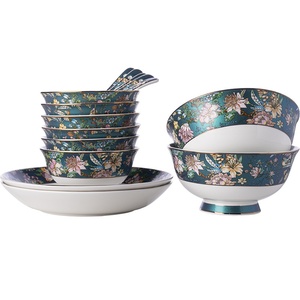 Assiette de table en céramique de l'usine de Jingdezhen, vaisselle de luxe légère en porcelaine fine, ensemble de plats, bol en céramique domestique, bol en porcelaine cadeau - Product Image 5