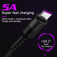 Câble USB-C à charge rapide 1M 2M 3M 5A, transfert de données rapide, tressé en nylon, câble TYPE C 6A pour Samsung, vente chaude
