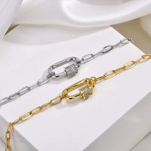 Collier classique brillant sans ternissement, zircon, chaînes fines, acier inoxydable, collier pour femmes - Product Image 1