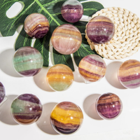 Sphère de Fluorite Naturelle Multicolore de Haute Qualité, Boule de Cristal Arc-en-ciel, Pierre Précieuse Guérisseuse pour Collectionneurs