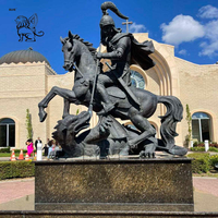 Décoration de jardin d'extérieur BLVE, sculpture religieuse en métal antique, statue en bronze de Saint George et du dragon