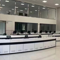 Console de commande de centre de diffusion LEIENTE, table multimédia pour salle de contrôle, podium de diffusion avec double socle sous le bureau