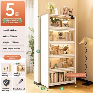 Estantería de Acero con Puerta de Vidrio, Librería Infantil, Mueble de Almacenamiento para Sala de Estar, Vitrina Antipolvo, Estante de Hierro Forjado - Product Image 6