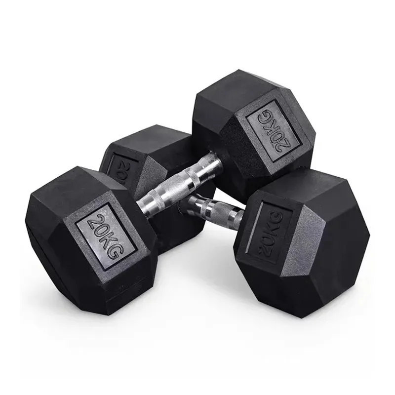 Aangepaste Gegalvaniseerde Stalen Rubber 5-50Kg Gewichten Set Fitness Gym Hexagon Geschilderde Hex Dumbbells