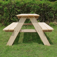 Table de pique-nique en bois de pin imperméable pour enfants avec bancs intégrés, table à manger d'extérieur pour jardin, plage et maternelle