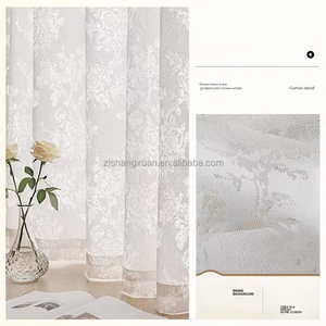 Soggiorno rurale di lusso balcone protezione solare specchio Jacquard velo tenda di garza bianca - Product Image 6