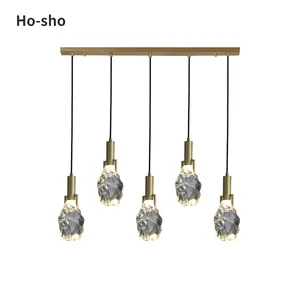 Hot selling American design restaurant Island LED Modern raw stone K9 high ceiling crystal chandelier