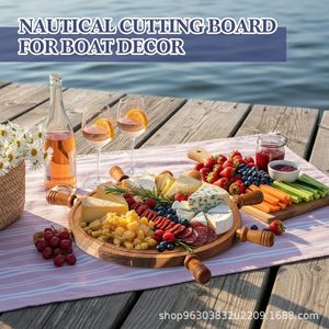 Holiford Wooden Ship <b>Wheel</b> Charcuterie <b>Board</b> Set With Cheese Knives Nautical Design Serving Tray For Kitchen Use - Product Image 4