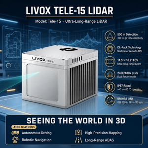 Livox Tele-15: LiDAR дальнего действия (500 м), обнаружение на 320 м при отражении 10%, встроенная технология IMU для автономного вождения - Product Image 1