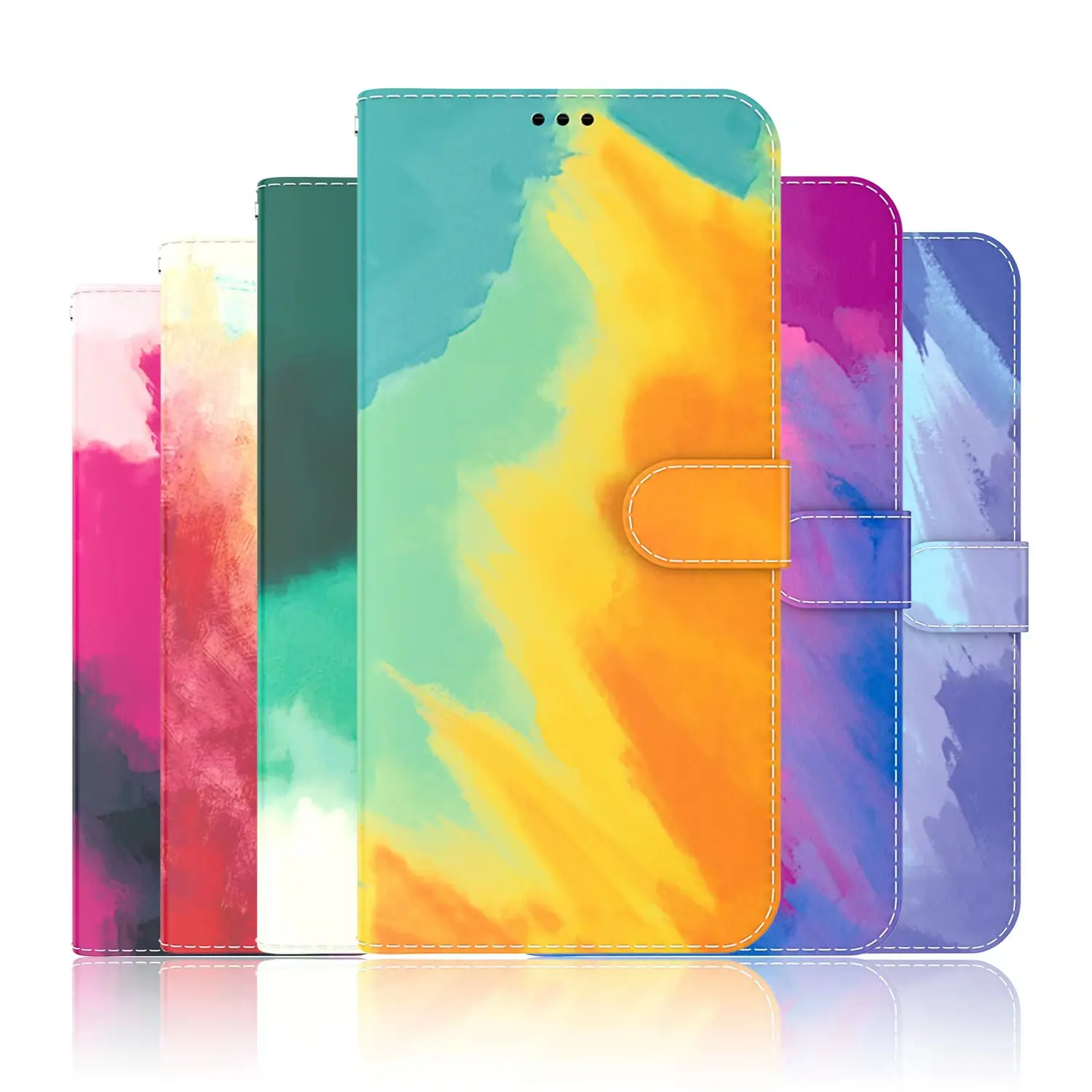 Aquarell Handy Leder Brieftasche Fall mit Magnetic Snap Case für zte a5 Luxus Buch Flip Cover für iPhone 14