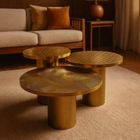 Ensemble de canapés pour salon avec table basse, table d'angle ronde de luxe et haut de gamme, table d'appoint mobile en acier inoxydable