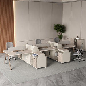 Arredamento per Ufficio Modulare Moderno Personalizzato Scrivania in Legno Massello con Cassetto Portadocumenti Postazione di Lavoro Completa per 2-8 Persone - Product Image 5