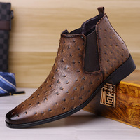 Nouveauté Bottes en cuir décontractées à motif d'autruche pour hommes en stock