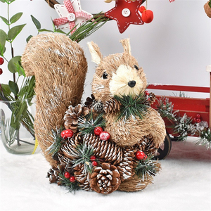 Alto sentido hecho a mano DIY escena decoración piña ardilla ornamento oso estatuilla búho ornamento - Product Image 5